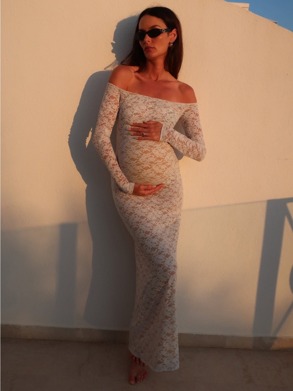 Bumpsuit off the shoulder lace dress